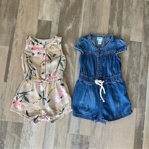 Old Navy Baby Girl Floral and Denim Romper Set 12-18 Months